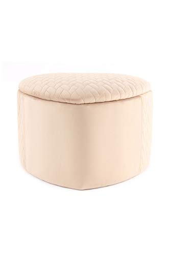 Pouf Hocker Polsterhocker Stauraum Herzform Samt Wohnzimmer Schlafzimmer Creme Cover