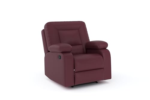 Image of Amazon Brand - Solimo Elysium | Single Seater Sofa Recliner | Manual Recliner (Leatherette Maroon)