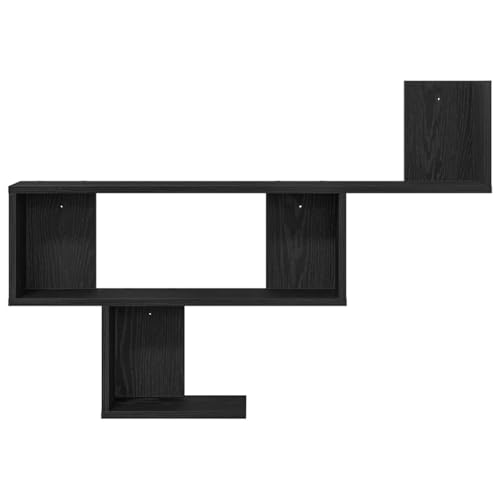 Étagère murale noire aspect chêne pour optimiser un mur vide avec du rangement - 6