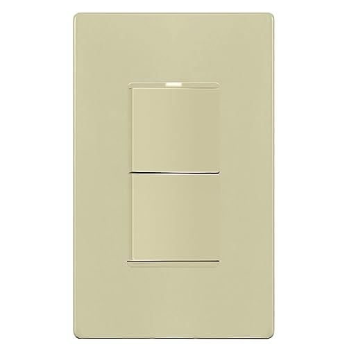 Image of LIDER Lighted Double Switch with Screwless Wall Plate, Combination Frameless Decorator Switch with Locator Light, Ground Terminal, Single Pole, 15A 120V, UL Listed, Thermoplastic, Matte Ivory