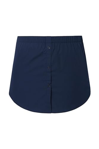Ulla Popken Damen große Größen Übergrößen Plus Size Blusen-Verlängerung A-Linie Elastikbund gerundeter Saum marine 42+ 808916130-42+