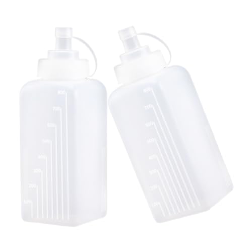 Cabilock 2pcs Square Squeeze Bottles for Salad Dressing and Jam Leakproof Seasoning Dispensers Random Style for Home and Restaurant Use