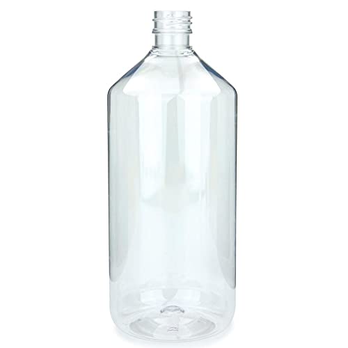 mikken 2 x Laborflasche 1000 ml aus transparentem Kunststoff (PET), Apothekerflasche, Veralflasche inkl. Einfülltrichter
