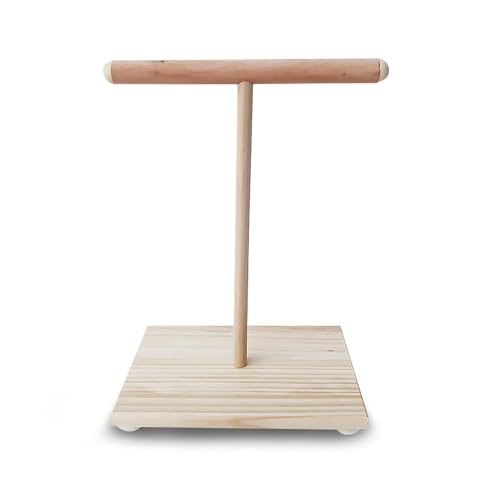NAUZE Wooden Bird Perch T Stand Parrot Perch Stand Bird Play Gym Toy Cage Accessories Training Platform for Pet Cockatiel Cage Nest Play