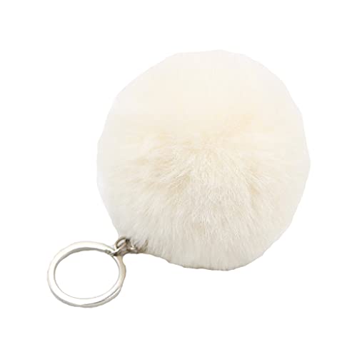 JSGHGDF 1 llavero con pompones, llaveros de imitación para niñas y mujeres, accesorios de joyería, Gran blanco, Novedad