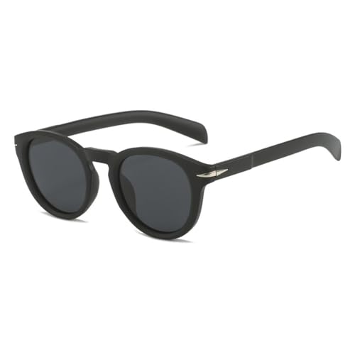 Lunettes de soleil rondes polarisées UV400 vintage noir mat