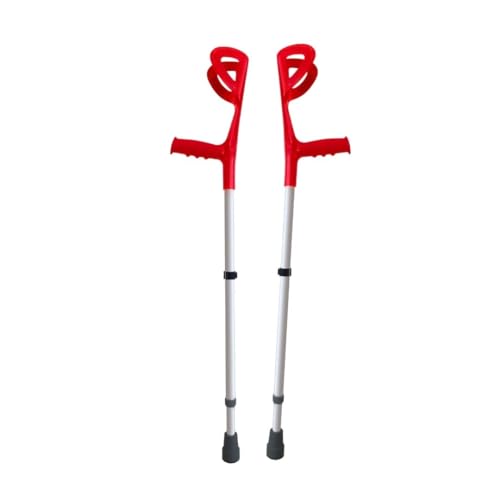 Cura Farma® Active Coppia Stampelle per Avambraccio Canadesi, Adatte a Recupero Post-Operatorio Terapia Ortopedica, Altezza Facilmente Regolabile, Alluminio ROSSO Robusto e Leggero x2