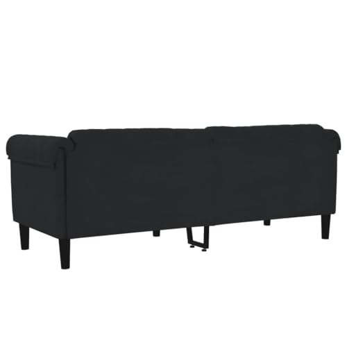 Festnight 3-Sitzer Sofa Couch 3er Couch Samt Schwarz 203 x 77 x 74 cm Modern Wohnzimmer – Bild 8