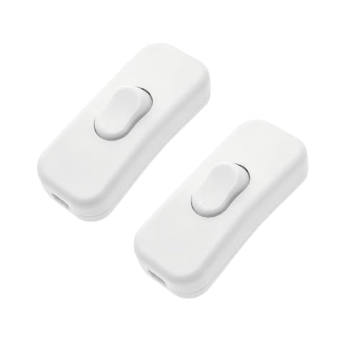 Image of 2 Pack Inline Light Switch for Lamps – 250V 2A Lamp Switch Inline Design White Cable Switch for Table Lamps, Floor Lamps, Wardrobe Lights and Mirror Lights