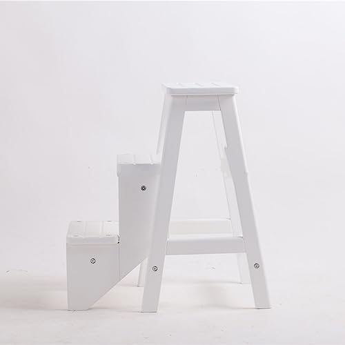 Silla plegable tipo escalera de madera blanca para tareas domesticas 2