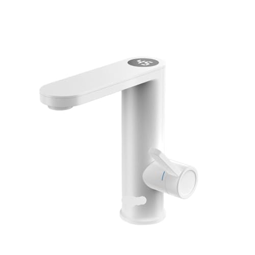 電気温水器温水蛇口 2 で 1 洗面器タップタンクレス間欠泉 220 インスタント給湯器蛇口家庭用(Matte White)