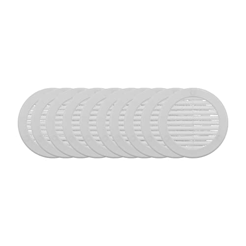 Vent Systems Soffit - Copertura di ventilazione bianca da 4 pollici, confezione da 10 pezzi, griglia rotonda di ventilazione dell'aria, copertura della griglia, schermo degli insetti integrato,