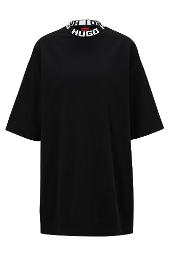 HUGO Damen Black Jersey Dress, Schwarz, M EU