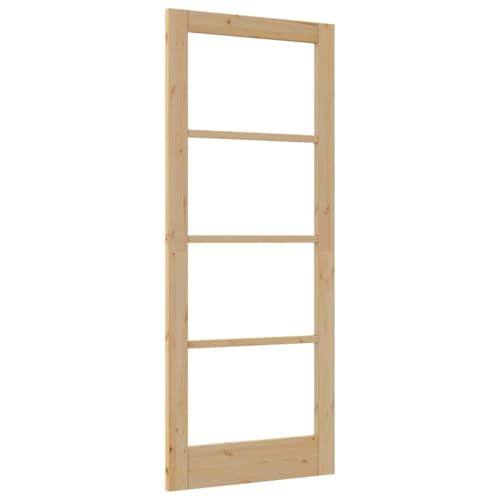 vidaXL Puerta Interior con Vidrio 'Orkdal'Natural 83 x 202cm Diseño Contemporáneo Panel de Pino Sólido Para Uso Interior. Ideal para la Sala de Estar, Comedor, Cocina, Baño, Dormitorio y Otros Espac