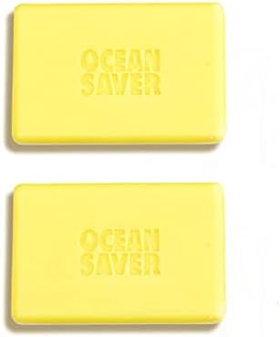 OceanSaver Dish Washing Soap Bar, Plastic Free Alternative to Washing Up Liquid, Pack of 2 Lemon Scented Dishwashing Bars, Tough on Dirt Soft on Hands - 2 x Natural Soap Bars