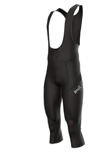 Sparx Men's Elite Super Roubaix Thermal Cycling 3/4 Bib Tights Bib Knicker Coolmax Padded (Medium, Black)