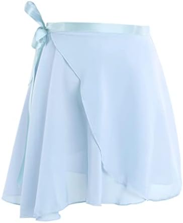 Phoeswan Dance Skirts for Girls, Light Blue Ballet Chiffon Wrap Skirt, Toddler Ballet Skirt for Girls 4-7 Years Old (Height: 39.4"-53.1"), Size Small