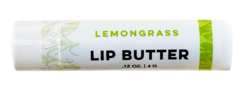 All-Natural Lemongrass Lip Butter - Organic Cold-Pressed Oils & Beeswax to Soothe & Protect - Handmade in USA by DAYSPA Body Basics