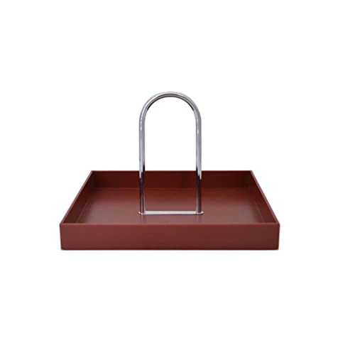 Image of MVUYO FMURY Plastic Black Square Jewelry Tray Living Room Tray Kitchen Dining Table Storage Tray with Handle Home