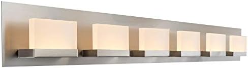 Kira Home Everett 48" Modern 6-Light 60W Integrated LED (360W eq.) Bathroom/Vanity Light, Rectangular Acrylic Lenses, Energy Efficient, Eco-Friendly, 3000k Warm White Light, Brushed Nickel Finish