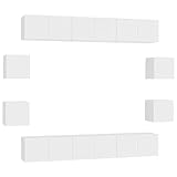 Couleur : blanc vidaXL Ensemble de Meubles TV 10 pcs Ensemble d\'Armoires Stéréo Centres de Divertissement Salon Salle de Séjour Intérieur Blanc Aggloméré