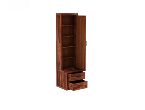 Image of Solid Sheesham Wood Dressing Table with 2 Drawer and 1 Door Storage for Living Room | Wooden Vanities for Home Solid Wood Bedroom Furniture (Natural Finish) (30.4D x 58.4W x 177H) cm