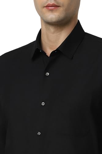 Peter England Men's Premium Solid Herringbone Regular Fit Full Sleeve Formal Shirt | Wonder Fabric | Cotton Rich