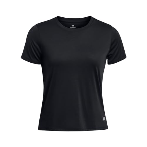 Under Armour UA Launch Shortsleeve Camiseta de manga corta para mujer, ligera camiseta de deporte, color negro/reflectante