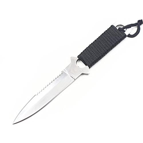 Qiorange Silver Dive Knife ll, All Stainless with Line Cutter, Razor Edge and Leg Strap Sheath,Tactical Treasure II Dive Knife
