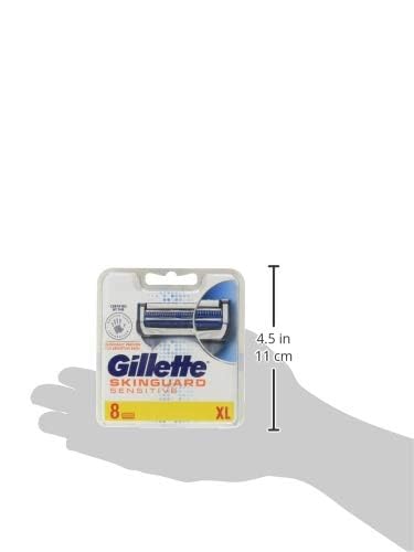 Gillette SkinGuard - Cuchillas de afeitar sensibles para hombre, paquete de 8 recambios de cuchillas de afeitar con recortadora de precisión, se adapta a asas Fusion