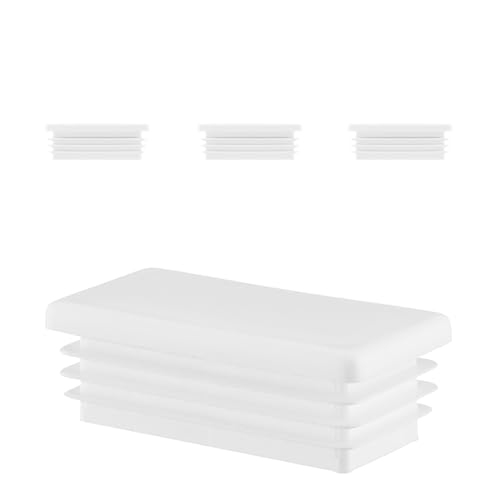 Tappi a Lamelle Rettangolari 40x20 mm in Plastica Bianco - Tappo per Tubo per Mobili e Strutture in Ferro | Inserto Terminale – Set 4 Pezzi – 4x2 cm