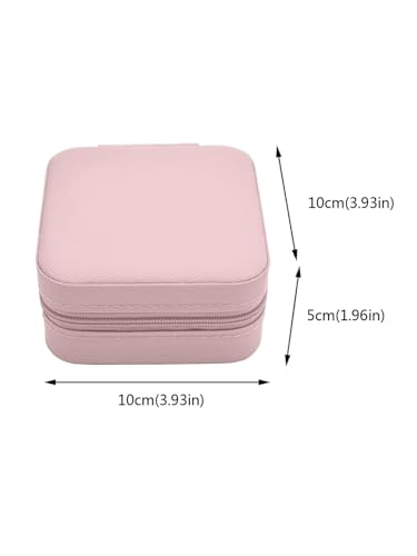 Image of Cortina Small Pu Leather Jewellery Organiser Box | Portable Travel Jewelry Storage Case For Women & Girl - Ring, Pendant, Earring, Necklace, Bracelet - Pink