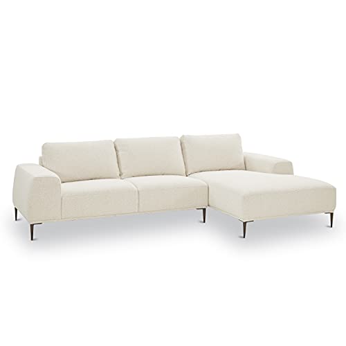 Poly and Bark Rue Right-Facing Sectional Sofa in Crema White Boucle - Thumbnail 3