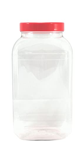 Britten & James Empty Plastic JAR with RED Screw TOP LID 4430ML Food Grade PET Plastic - Perfect Storage Container for Sweets, Candy, Cookies, Supplements etc.