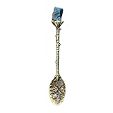 Juego De Cucharas De Cuchara De Vintage De 14 Cm, Mango De Piedra En Bruta Retro, Postre Elegante Para Té, Café | Mezcla Decorativa Para Vajilla De Cocina