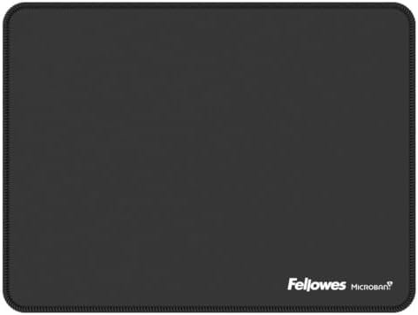 Fellowes Extra-Large Ergonomic Mousepad Black – Non-Slip Rubber Base, Durable Stitched Edges, Microban Protection, Eco-Friendly, and Optimized for Optical & Laser Mice