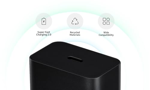 Image of Original 25W USB-C Super Fast Charger Compatible with Samsung Galaxy F55, F15, F14, F13, F12 |Superfast Charging Support|Black Adapter Only|2025 New Model