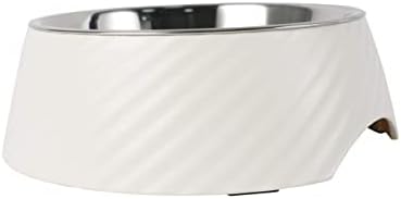 AllPetSolutions Non Slip Dog & Cat Bowl - Non Spill Food & Water Bowl for Pets with Removable Stainless Steel Bowl - Easy to Clean, Dishwasher Safe, Melamine Material with Twill Design - Small, Grey