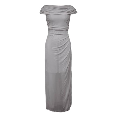 Robe d'été longue en mousseline col cascade pour soirée chic et bal