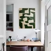 Cuadro abstracto verde minimalista ideal para transformar la decoración de tu sala de estar 5