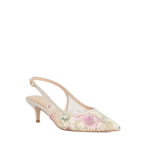 Image of Dune London Ladies Chamomile Floral Sling-Back Kitten Heels Size UK 3 Court Shoes Multi