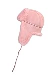 Zavelio Unisex Shearling Sheepskin Leather Aviator Russian Ushanka Trapper Winter Fur Hat (Pink, X-Large)