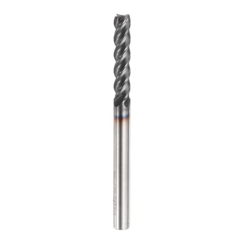 Image of HARFINGTON Carbide Square Nose End Mill Bit 1 /8 inch Cut Dia 4 Flutes TiAlN Coated Milling Cutter for Hardened Steel Metal (1 /8 inch Shank 1 /2 inch Cut Length 1-1 /2 inch Long 30 Degree Helix)