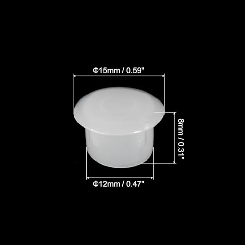 Image of uxcell 200Pcs Screw Hole Plugs, 12mm(15 /32 inch) Dia Plastic Snap in Shelf Button Flush Type Caps for Furniture Cabinet Cupboard, White