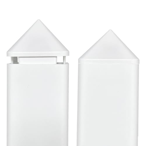 Canomo 1 1/2\" x 1 1/2\" (1.350\" x 1.350\" Inside Dimension) Sharp Vinyl Picket Caps Pyramid Style Vinyl Post Caps Vinyl Fence Caps, White, (24 Pieces)