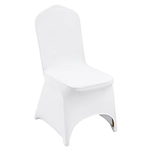 VEVOR 50pcs Chair Cover Wedding Spandex White Chair Covers Stretch Fabric Removable Washable Protective Slipcovers for Weddings Banquets Ceremony(Arched,50PCS)