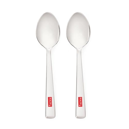 Image of HAZEL Stainless Steel Small Spoons Set of 2 | Mini Spoon for Kids, Masala Jar, Spice Containers | 13.5 cm Baby Serving Spoon for Kitchen