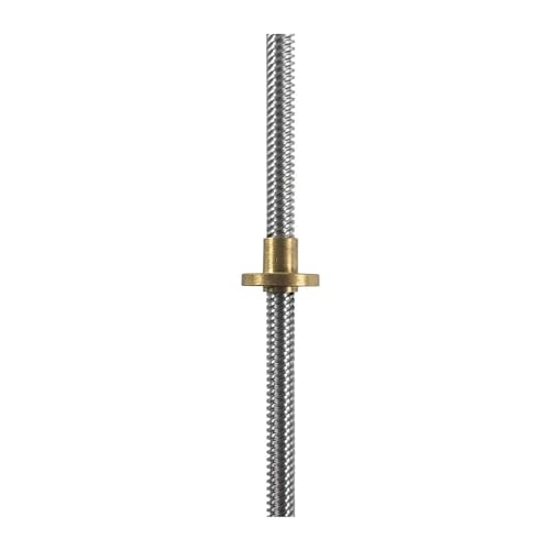 Metal Ball Screw nut T4 Lead Screw Trapezoidal Screw with Brass Nut Pitch 1mm Lead 2mm 100mm -550mm Trapezoidal Rod(500mm)