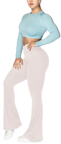 Image of Sunzel Flare Leggings, Crossover Yoga Pants with Tummy Control, High-Waisted and Wide Leg