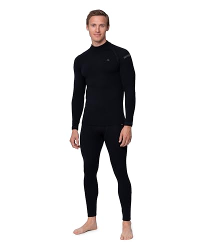 DANISH ENDURANCE Conjunto Térmico de Lana Merino para Frío Extremo, Capa Base Invierno para Hombre, Negro, M